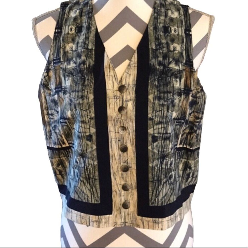 August Silk MEDIUM Vest 100% Silk Grey & Black